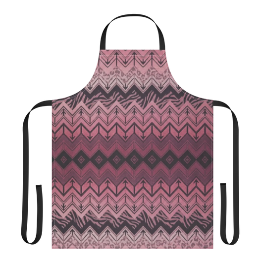 Pink Chevron Pattern Leopard & Zebra Print Strap Apron