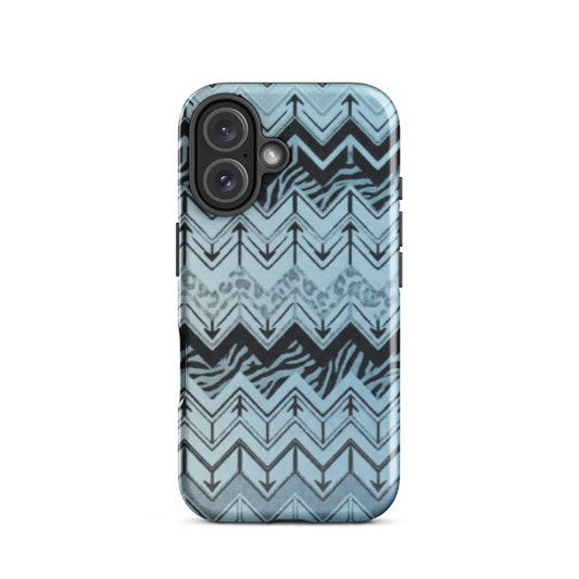 Blue Chevron Zebra & Leopard Print Tough Case for iPhone®