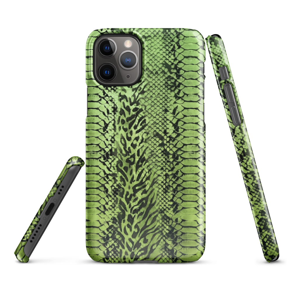 Green Snake Leopard & Zebra Print Snap Case for iPhone