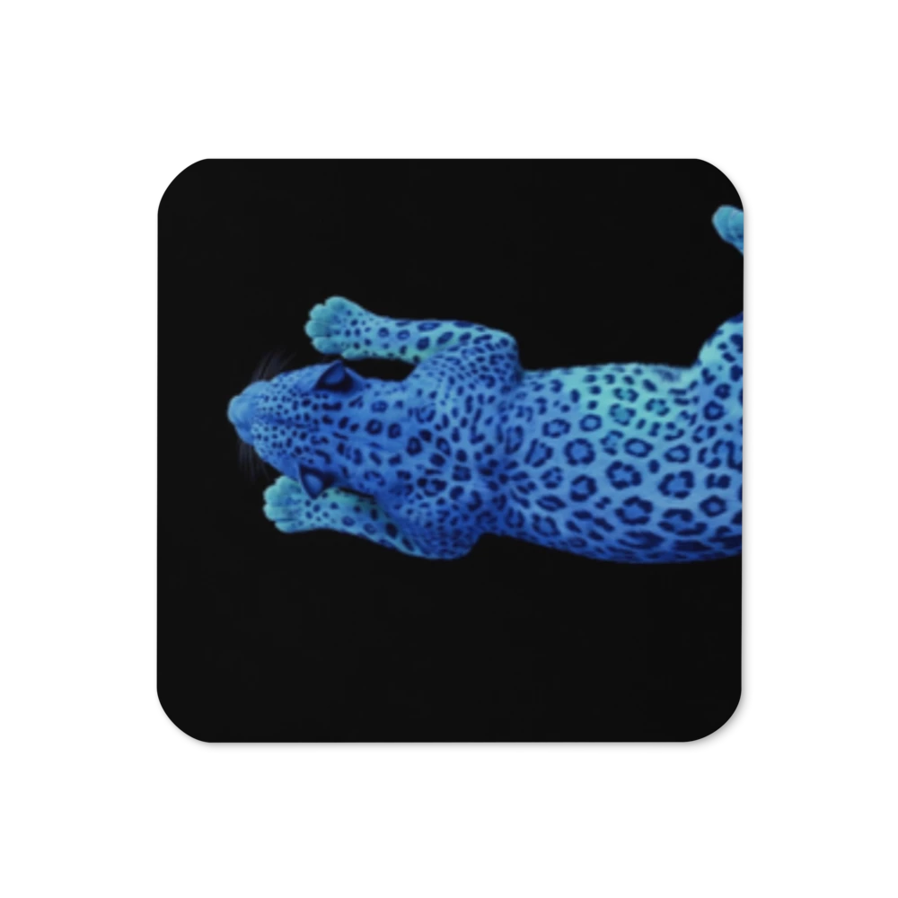 Blue Leopard Luxurious Cork-Back Coaster