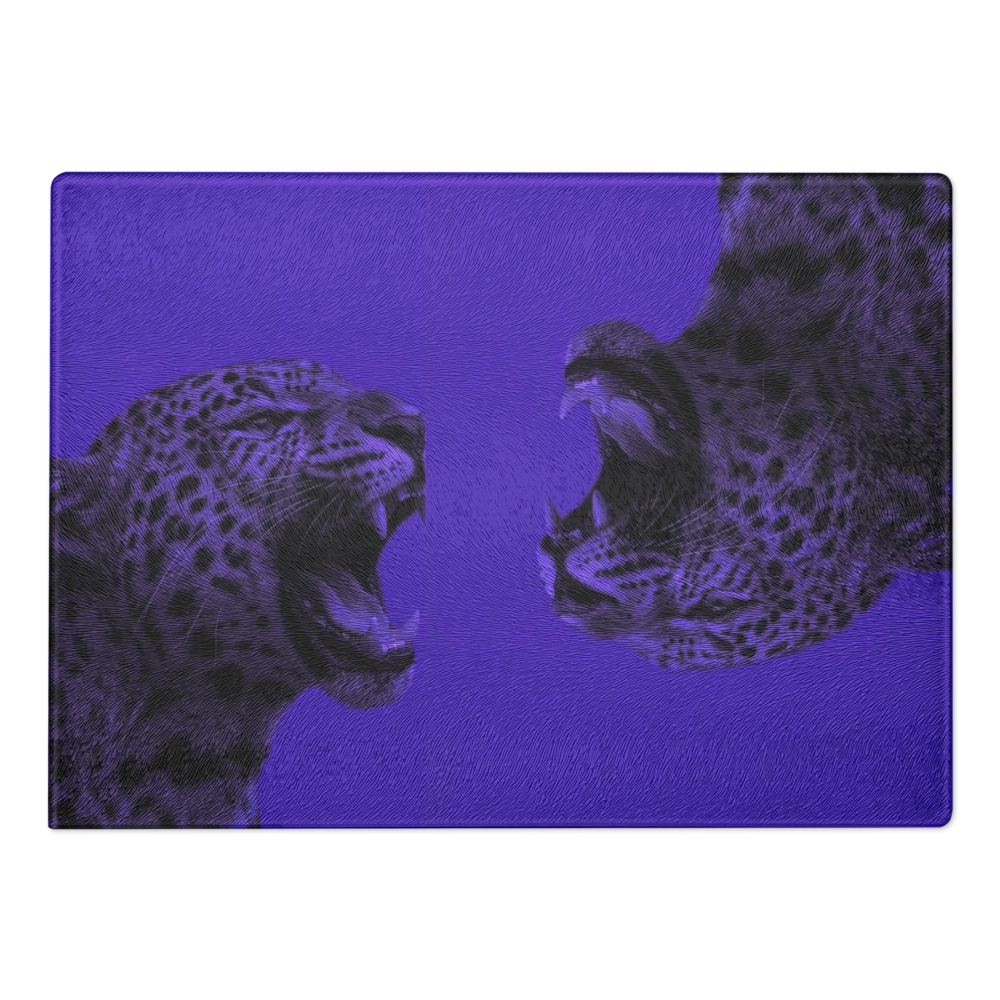 Purple Cheetah Print Glass Cutting Board