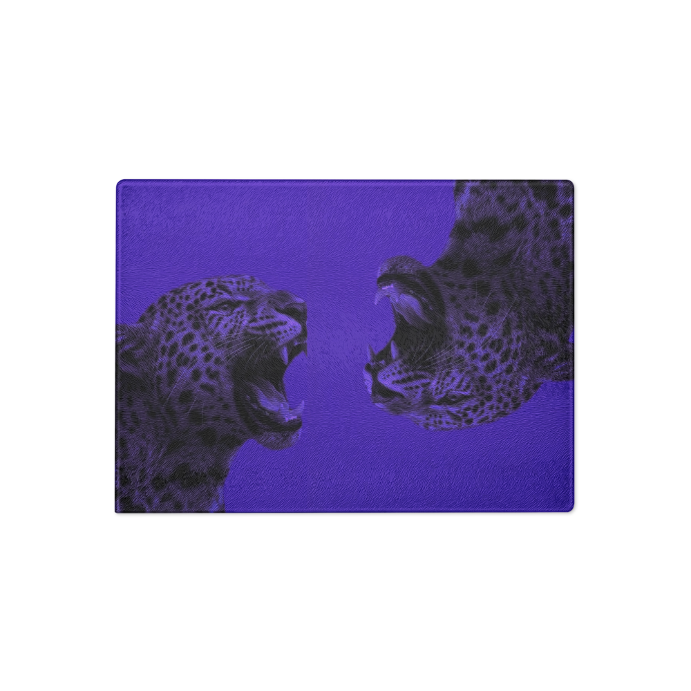 Purple Cheetah Print Glass Cutting Board