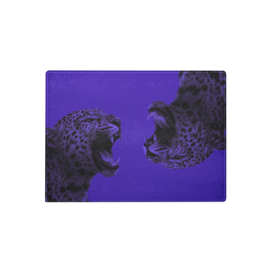 Purple Cheetah Print Glass Cutting Board