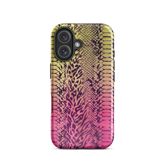 Yellow & Pink Snake Skin & Leopard Print Tough Case for iPhone®