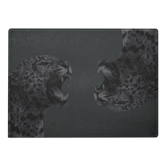Black & Grey Cheetah Print Glass Cutting Board