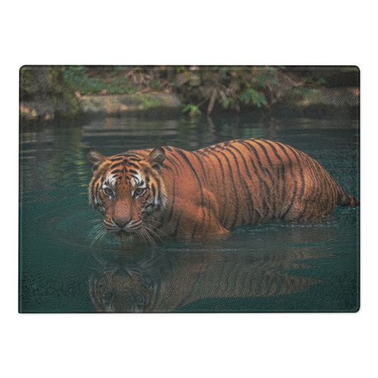 Tiger in Water Glass Cutting Board