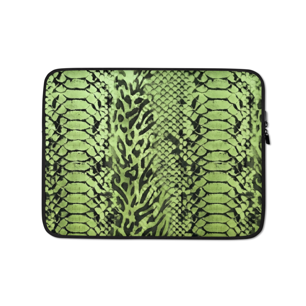 Green Snake Skin & Leopard Print Laptop Sleeve