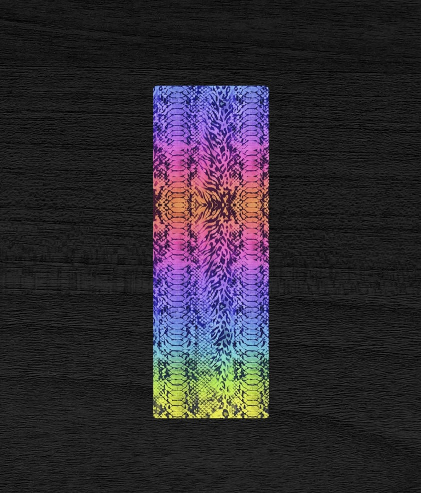 Vibrant Rainbow Snake Skin & Leopard Print Pilates Yoga Mat