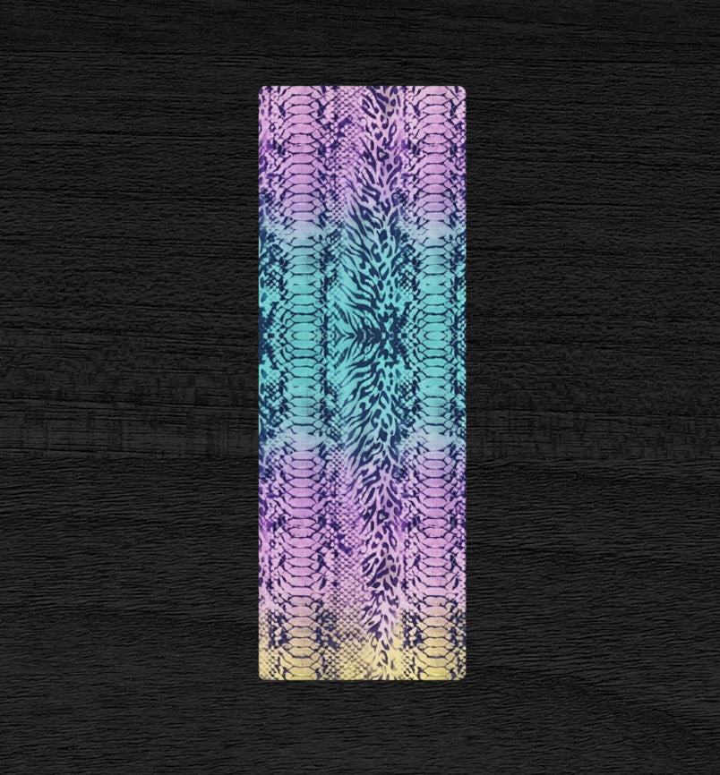 Faded Rainbow Snake Skin & Leopard Print Pilates Yoga Mat