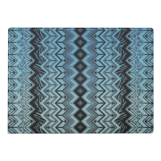 Blue Zebra & Leopard Print Special Edition Chevron Pattern Glass Cutting & Charcuterie Board