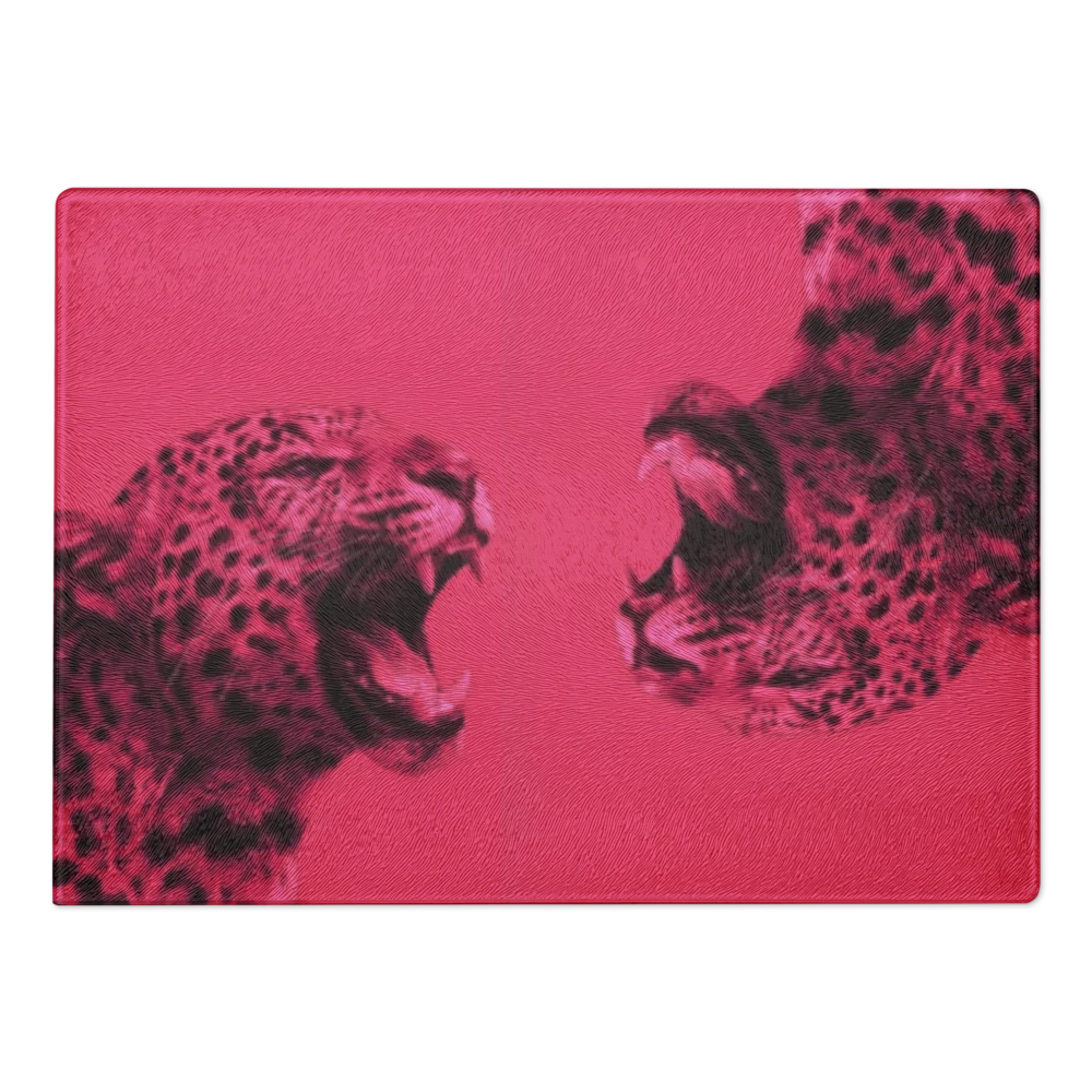 Pink Cheetah Print Glass Cutting Board