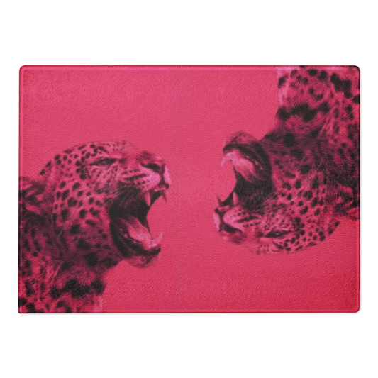 Pink Cheetah Print Glass Cutting Board