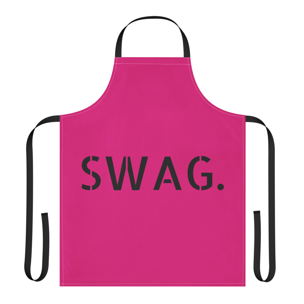 Hot Pink And Black Swag Era Print Strap Apron for Baking & Painters