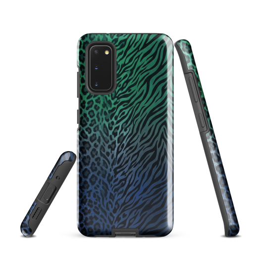 Blue to Teal Zebra & Leopard Print Tough Case for Samsung