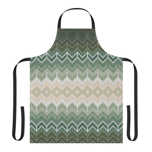 Green Classic Chevron Pattern Strap Apron