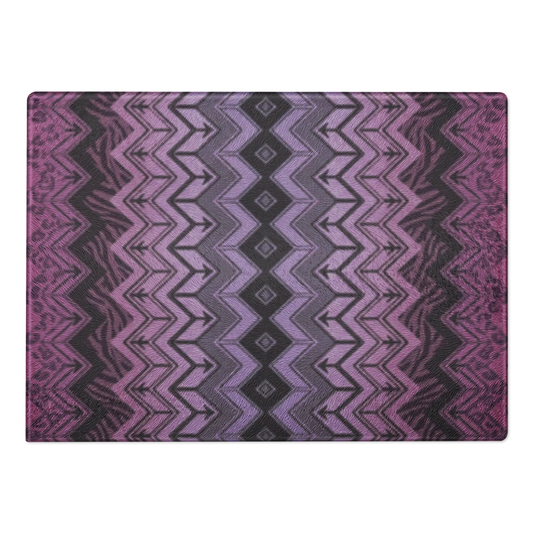 Purple Zebra & Leopard Print Special Edition Chevron Pattern Glass Cutting & Charcuterie Board