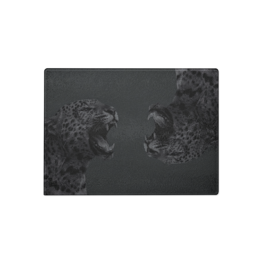 Black & Grey Cheetah Print Glass Cutting Board
