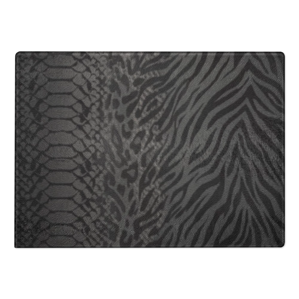 Gray & Black Zebra & Leopard Print Glass Cutting & Charcuterie Board