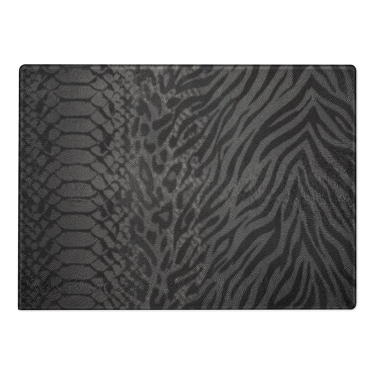 Gray & Black Zebra & Leopard Print Glass Cutting & Charcuterie Board