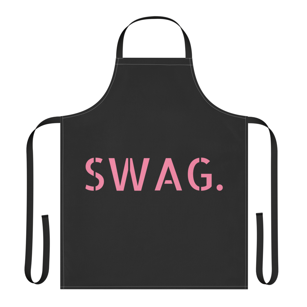 Black & Baby Pink Swag Era Print Strap Apron for Baking/Cooking & Painters
