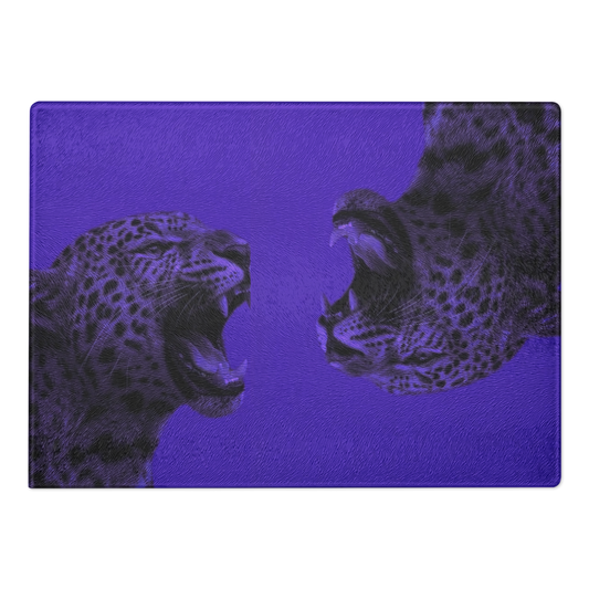 Purple Cheetah Print Glass Cutting Board
