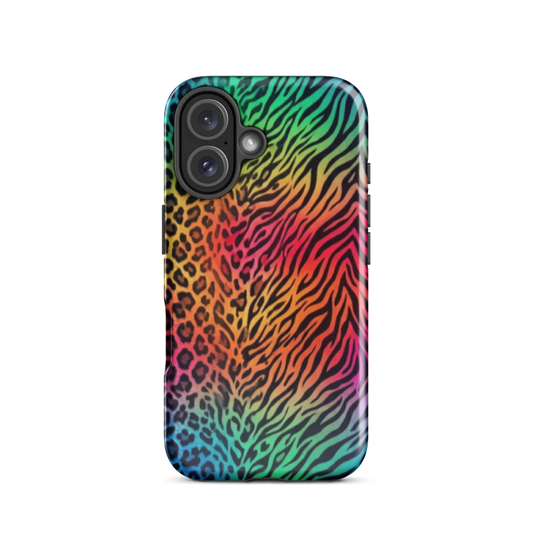 Vibrant Rainbow Zebra & Leopard Print Tough Case for iPhone®
