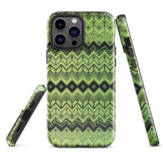 Lime Green Chevron Zebra & Leopard Print Tough Case for iPhone®