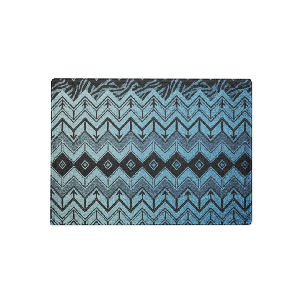 Blue Zebra & Leopard Print Special Edition Chevron Pattern Glass Cutting & Charcuterie Board