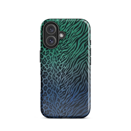 Blue to Teal Zebra & Leopard Print  Tough Case for iPhone®