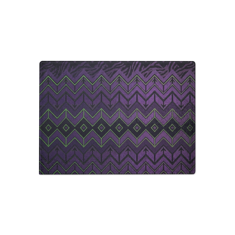 Halloween Purple & Green Zebra & Leopard Print Special Edition Chevron Pattern Glass Cutting & Charcuterie Board