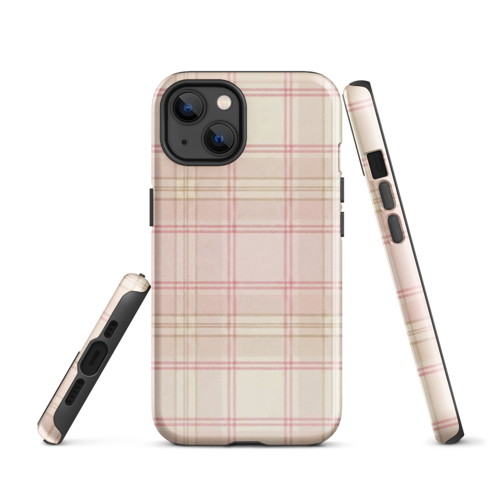 Pink & Cream Plaid Coquette Print Tough Case for iPhone®