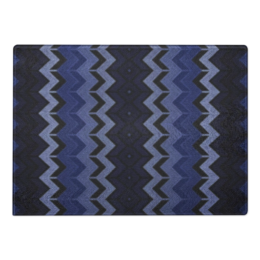 Classic Blue Chevron Pattern Glass Cutting & Charcuterie Board