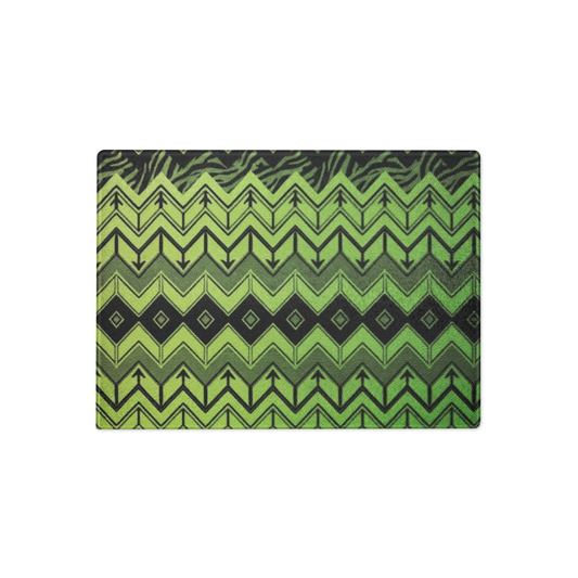 Lime Green Zebra & Leopard Print Special Edition Chevron Pattern Glass Cutting & Charcuterie Board