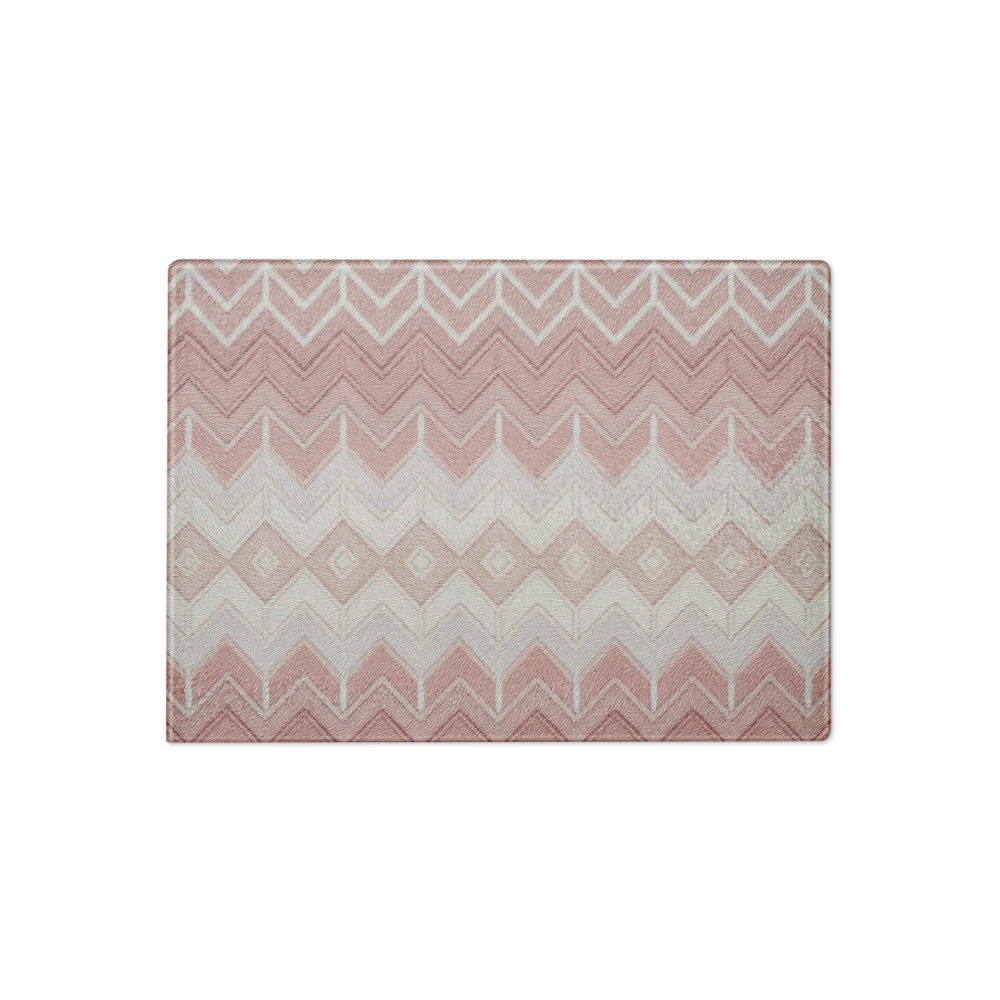 Pink & White Classic Chevron Pattern Glass Cutting & Charcuterie Board