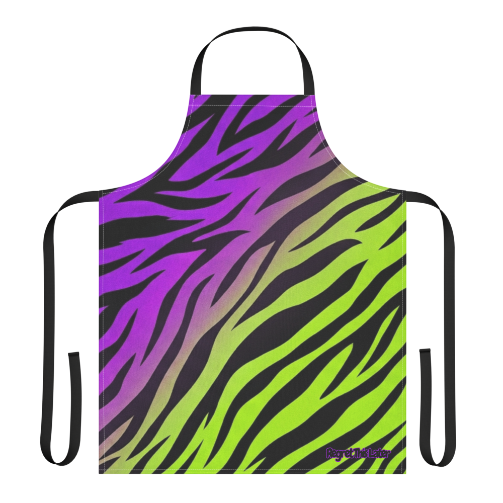 Neon Purple and Green Zebra Print Strap Apron