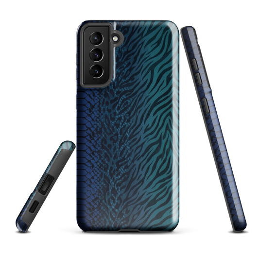Blue & Teal Snake Skin Zebra & Leopard Print Tough Case for Samsung