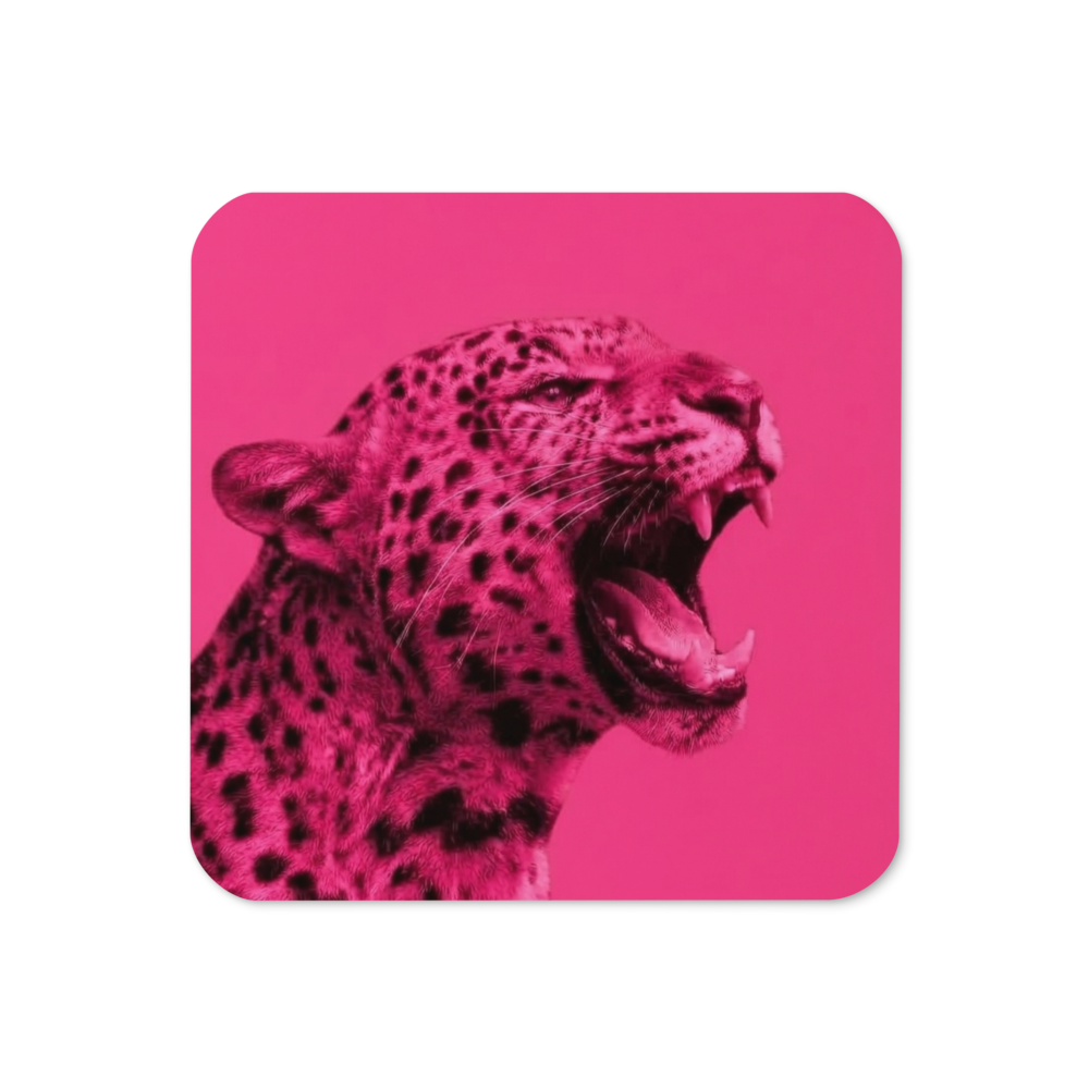 Pink Leopard Cork-Back Coaster