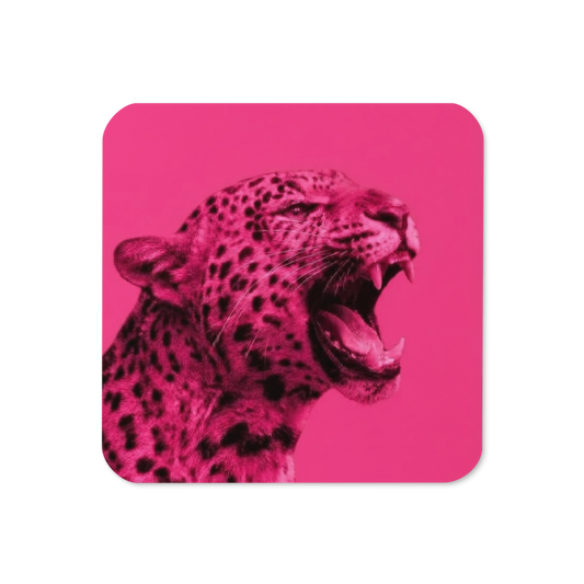 Pink Leopard Cork-Back Coaster