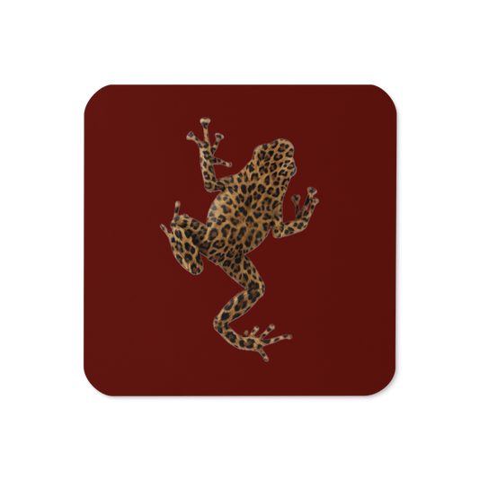 Red Leopard Frog Luxurious Cork-Back Coaster