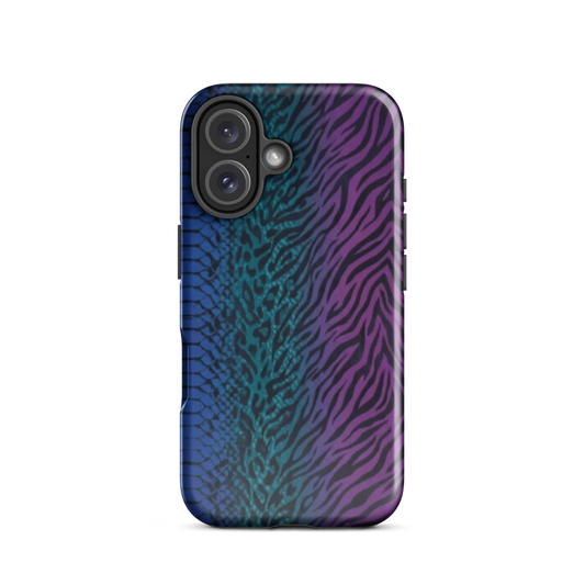 Blue to Purple Dark Snake Zebra & Leopard Print Tough Case for iPhone®
