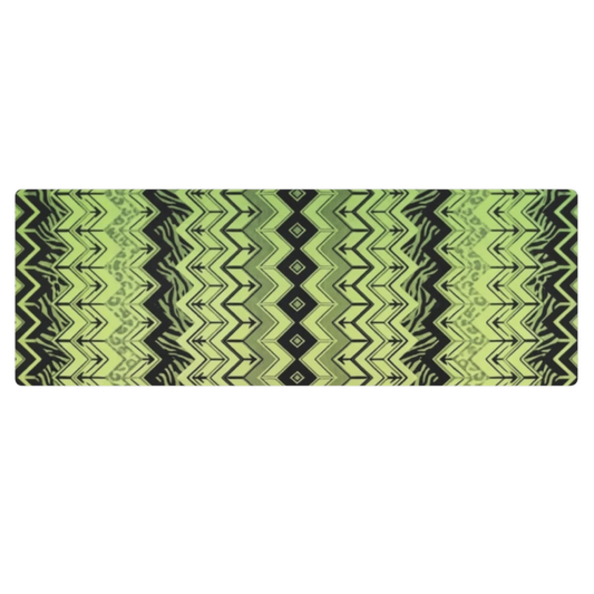 Lime Green & Black Chevron Pattern Zebra & Leopard Print Yoga Mat
