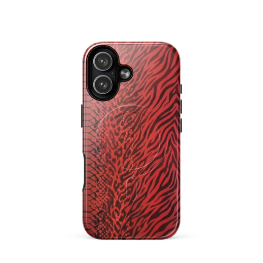 Red Zebra Snake & Leopard Print MagSafe Tough Case for iPhone®