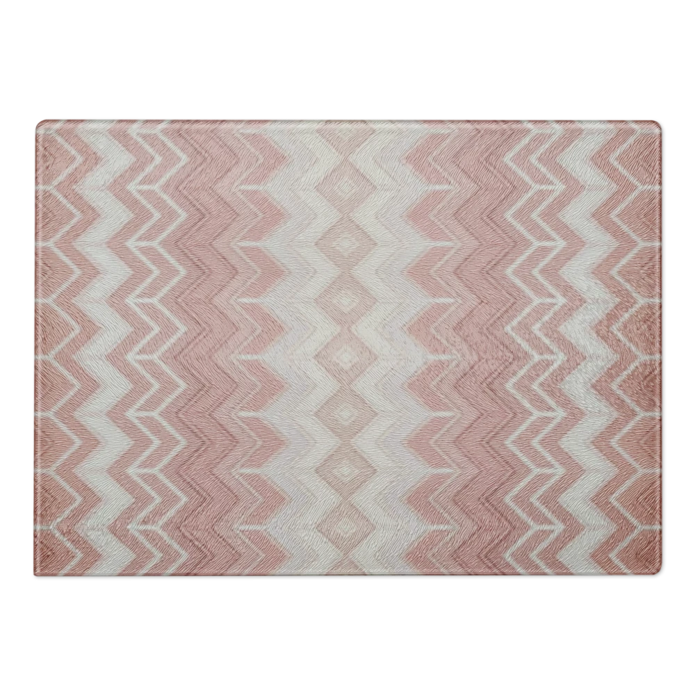 Pink & White Classic Chevron Pattern Glass Cutting & Charcuterie Board