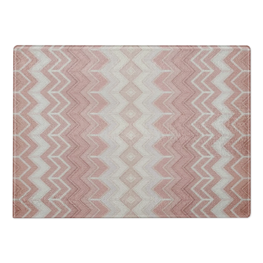 Pink & White Classic Chevron Pattern Glass Cutting & Charcuterie Board
