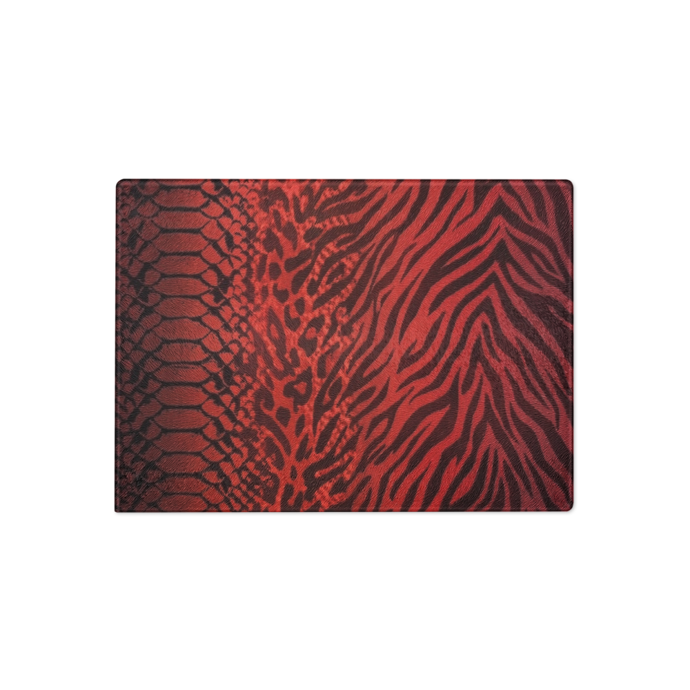 Red Zebra & Leopard Print Glass Cutting & Charcuterie Board