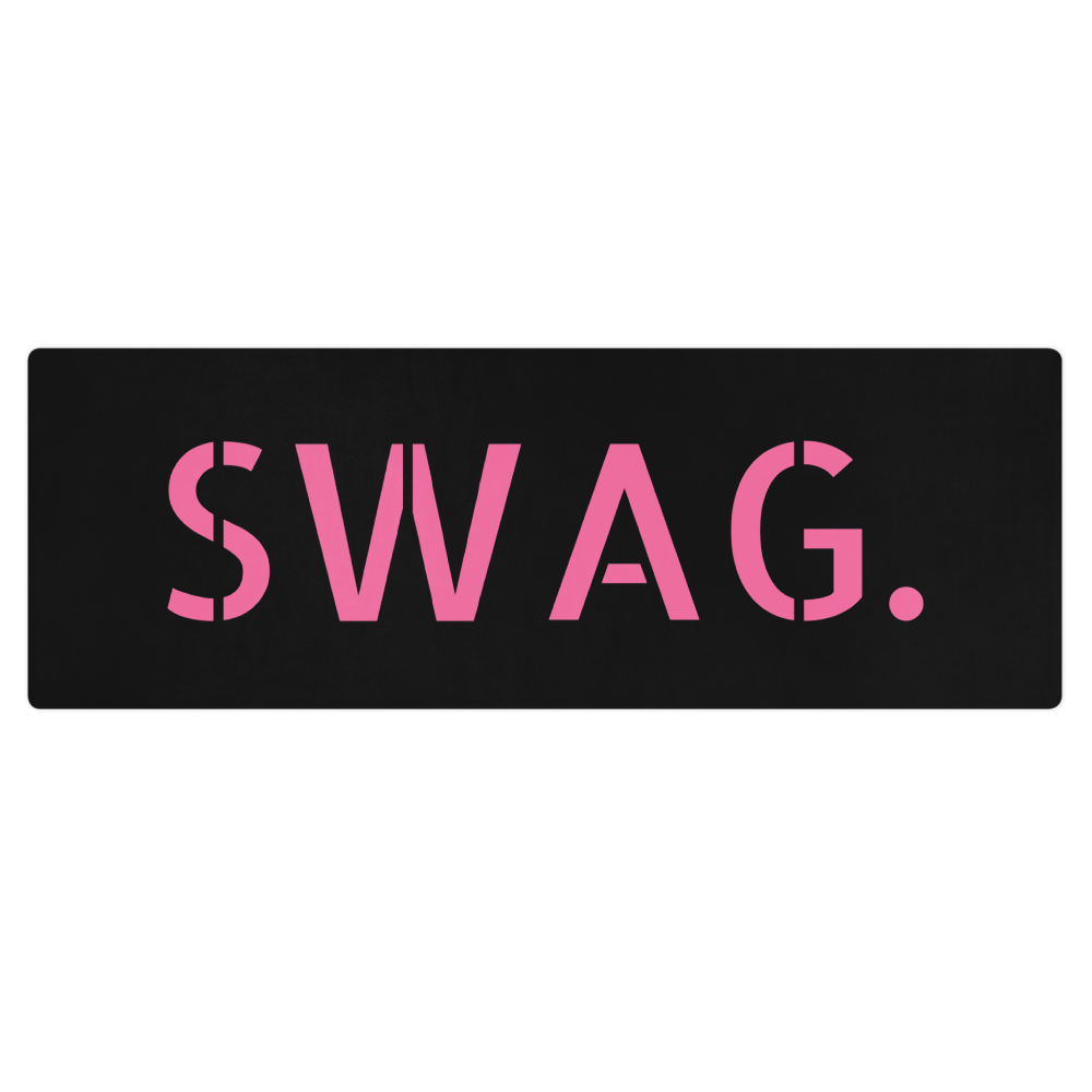 Black & Baby Pink Swag Era Print Yoga & Pilates Wellness Anti-Slip Mat