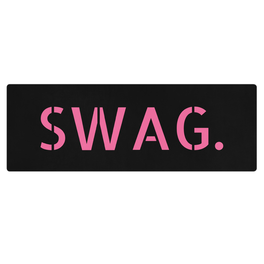 Black & Baby Pink Swag Era Print Yoga & Pilates Wellness Anti-Slip Mat